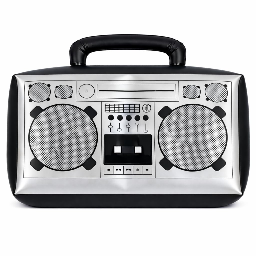 Vaulted Skulls & Co. large inflatable boombox front view for eye-catching party decor and photo moments.