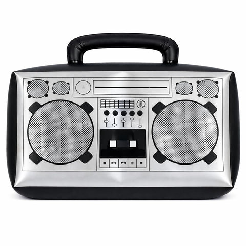 Vaulted Skulls & Co. large inflatable boombox front view for eye-catching party decor and photo moments.
