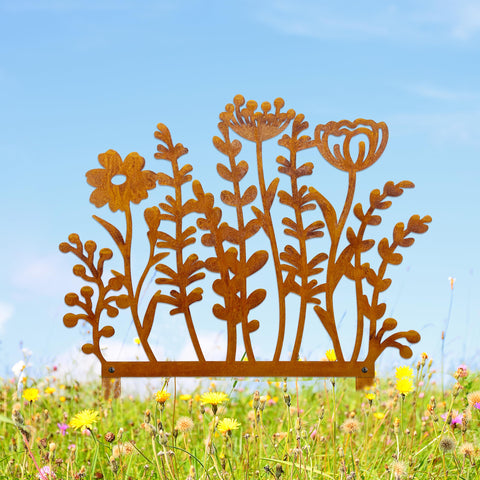 Vausart Metal Wild Flowers Stakes with rustic finish for durable outdoor decor