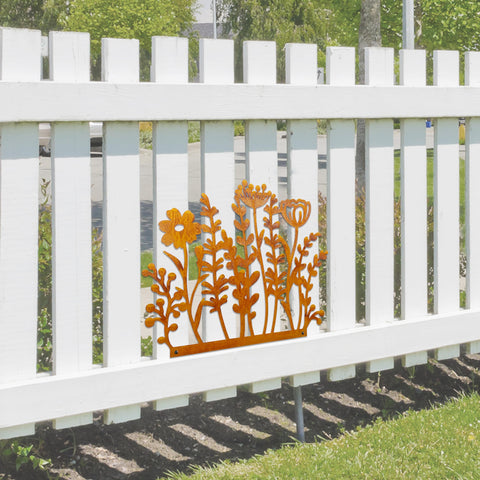 Rust finish on Vausart wildflowers enhances natural outdoor ambiance