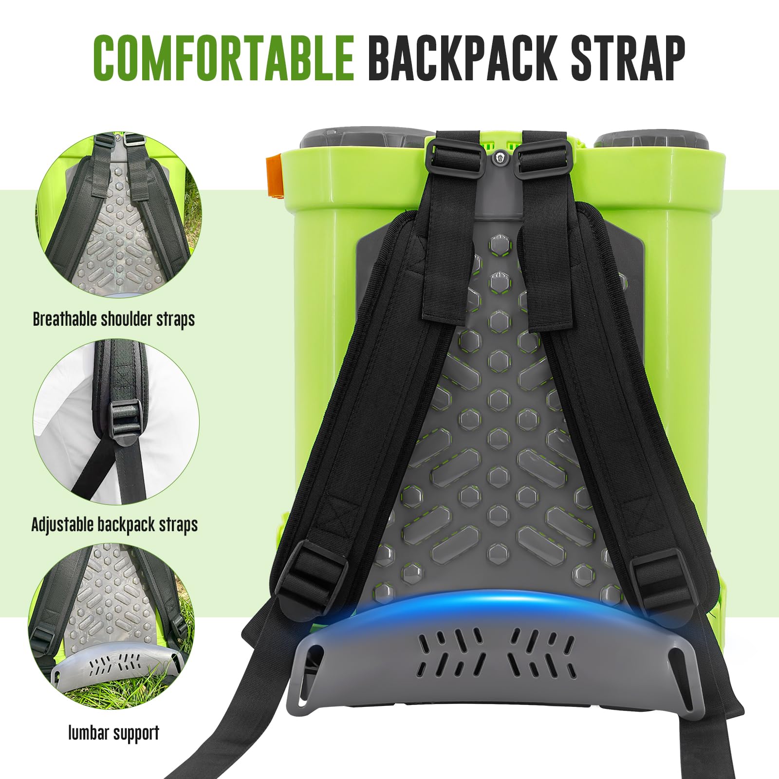 VAXMAY comfortable backpack straps reduce fatigue during spraying