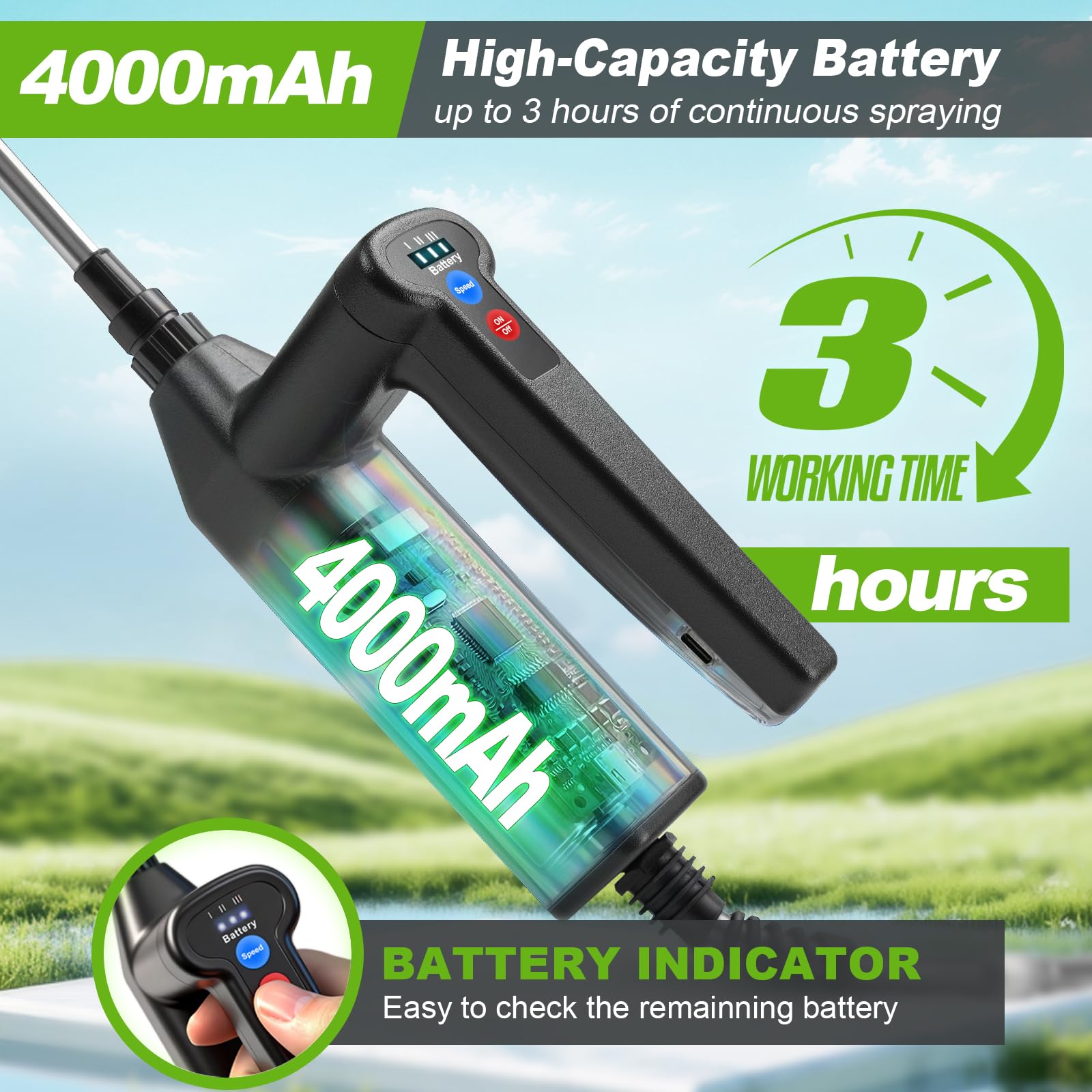 VAXMAY LED battery indicator shows charge at a glance.