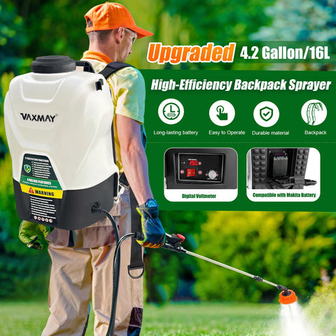 VAXMAY Makita-compatible system enables quick battery swaps.