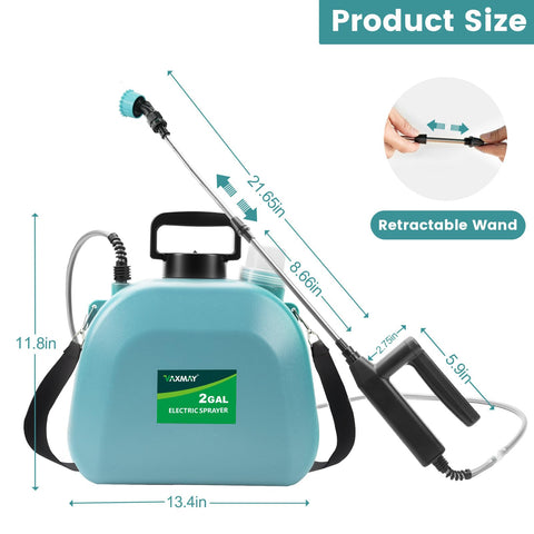 VAXMAY retractable wand and adjustable shoulder strap enable versatile handling.
