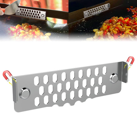 VAYAGARDEN grease gate magnetic attachment on a Blackstone griddle prevents slipping