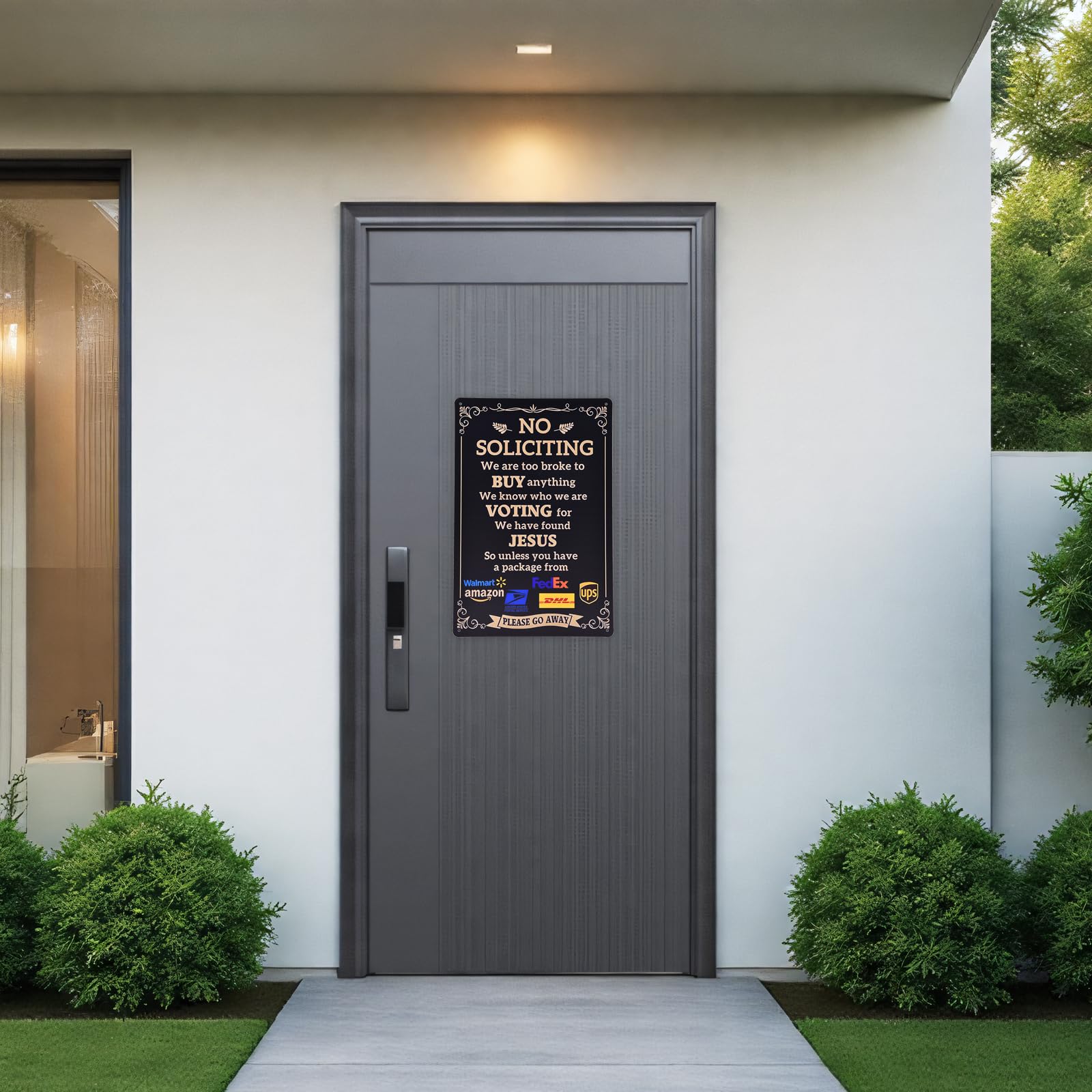 Vazioyar humorous no soliciting sign suits homes and small offices