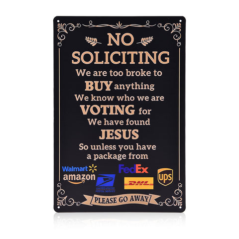 Vazioyar humorous no soliciting sign for front door reduces interruptions