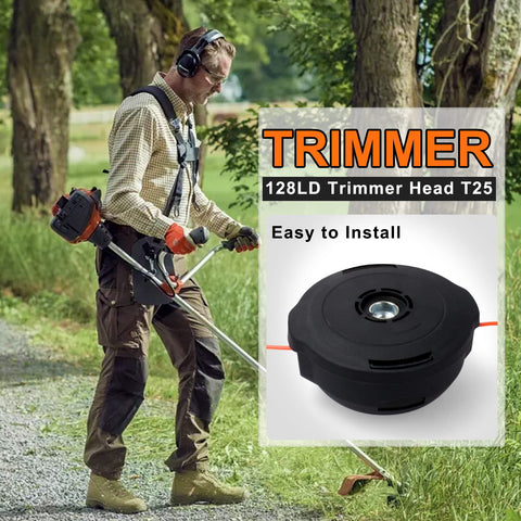 VBSYBO 128LD T25 trimmer head, side view, easy spool design reduces downtime.