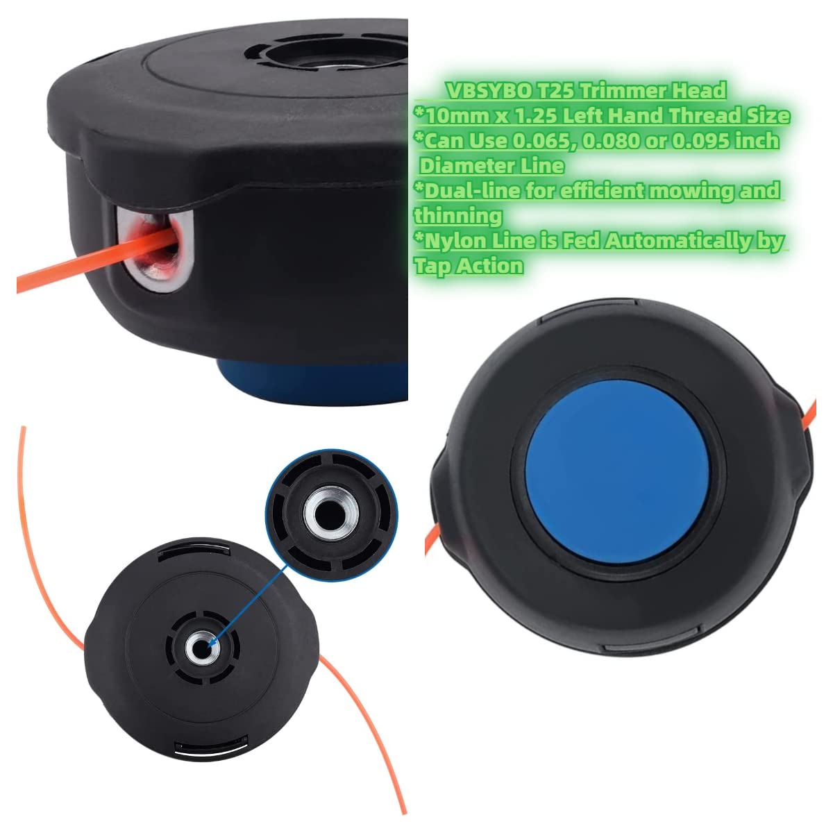VBSYBO 2-pack T25 trimmer head ready for quick swaps and replacements.