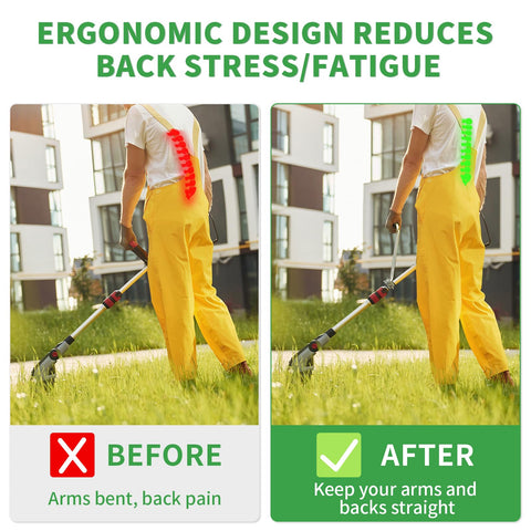 VBSYBO back-saver handle on Husqvarna reduces wrist strain and enhances control.