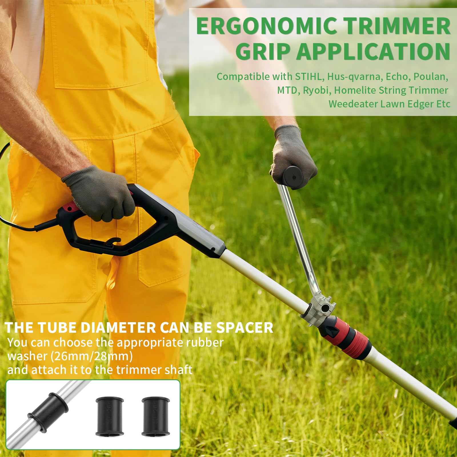 VBSYBO back-saver handle on MTD increases stability during mowing.