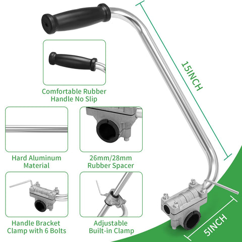 VBSYBO back-saver handle on Poulan improves edging accuracy in tall grass.