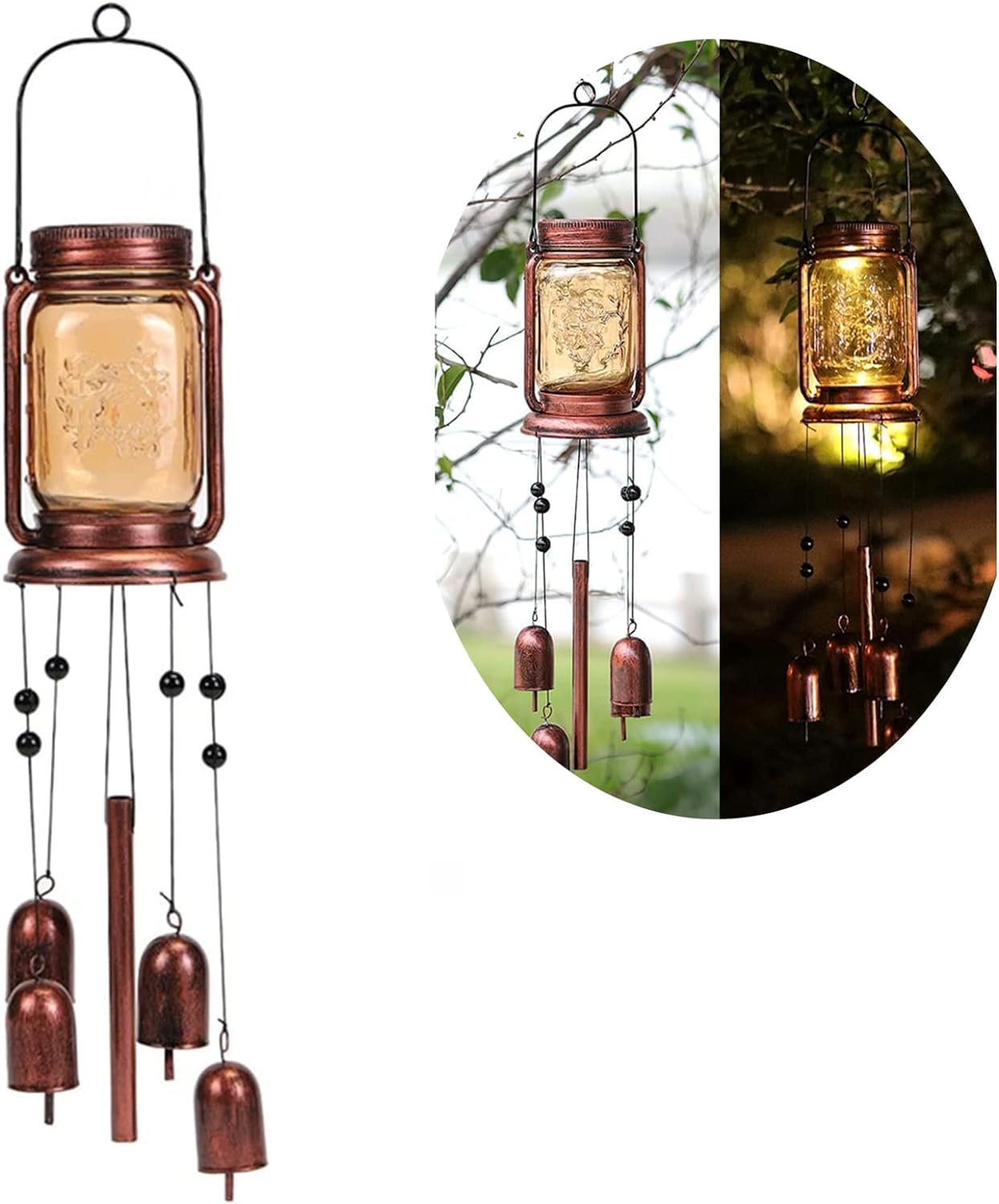 Vcdsoy mason jar wind chime close-up showing glass and tubes