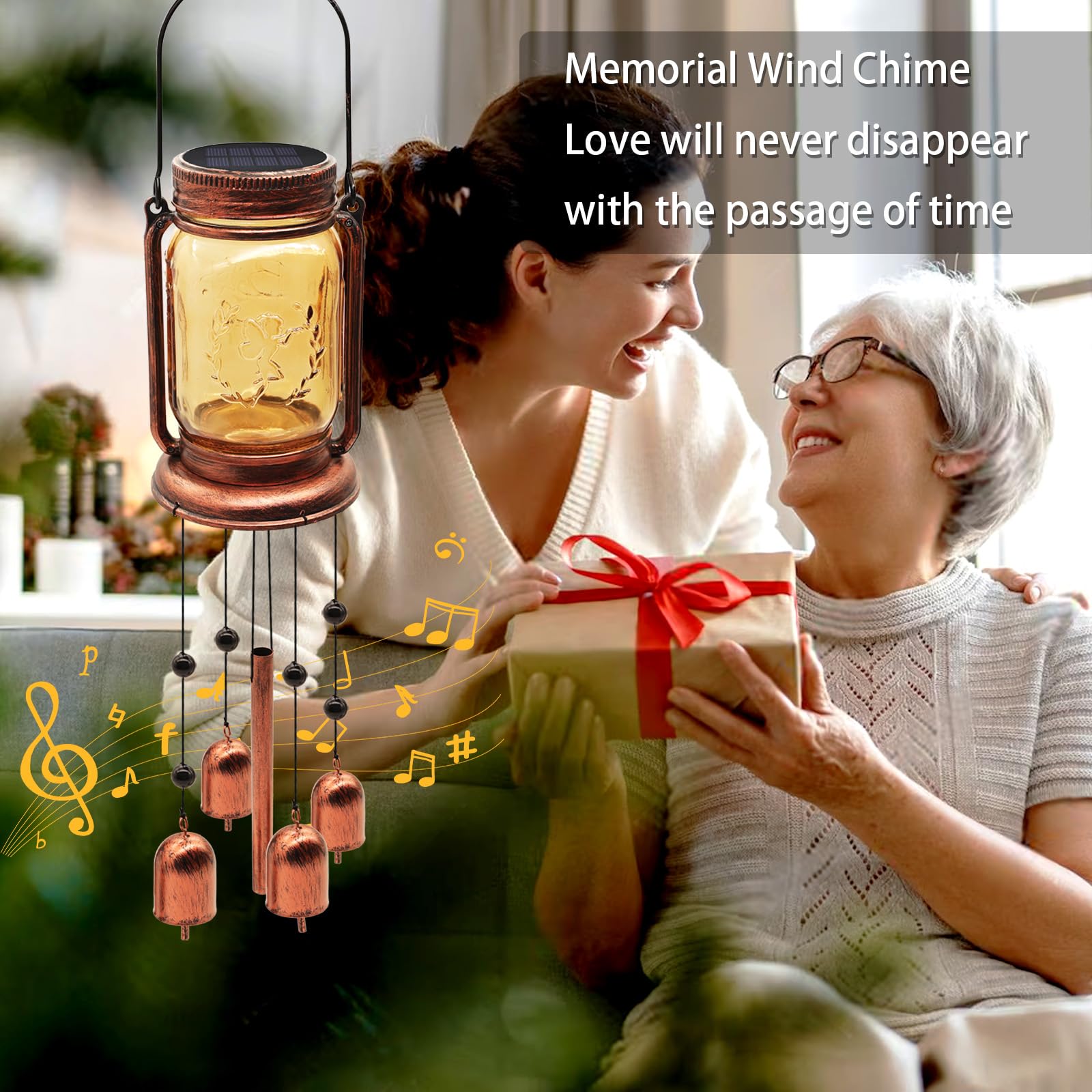 Vcdsoy wind chime with efficient solar panel lasting 8–10 hours after charge