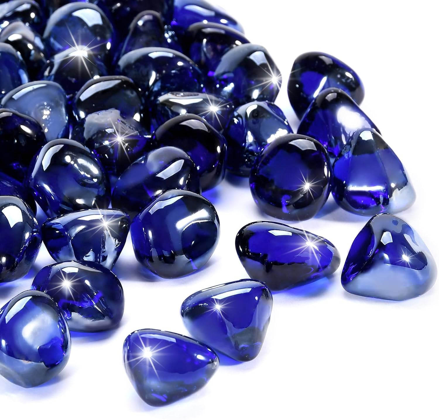 vchin cobalt blue fire glass 1 inch beads enhances propane fire pits with vibrant color
