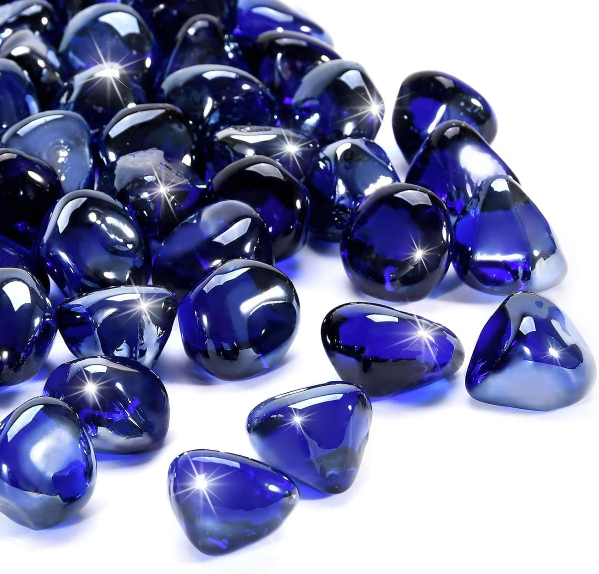 vchin cobalt blue fire glass 1 inch beads enhances propane fire pits with vibrant color