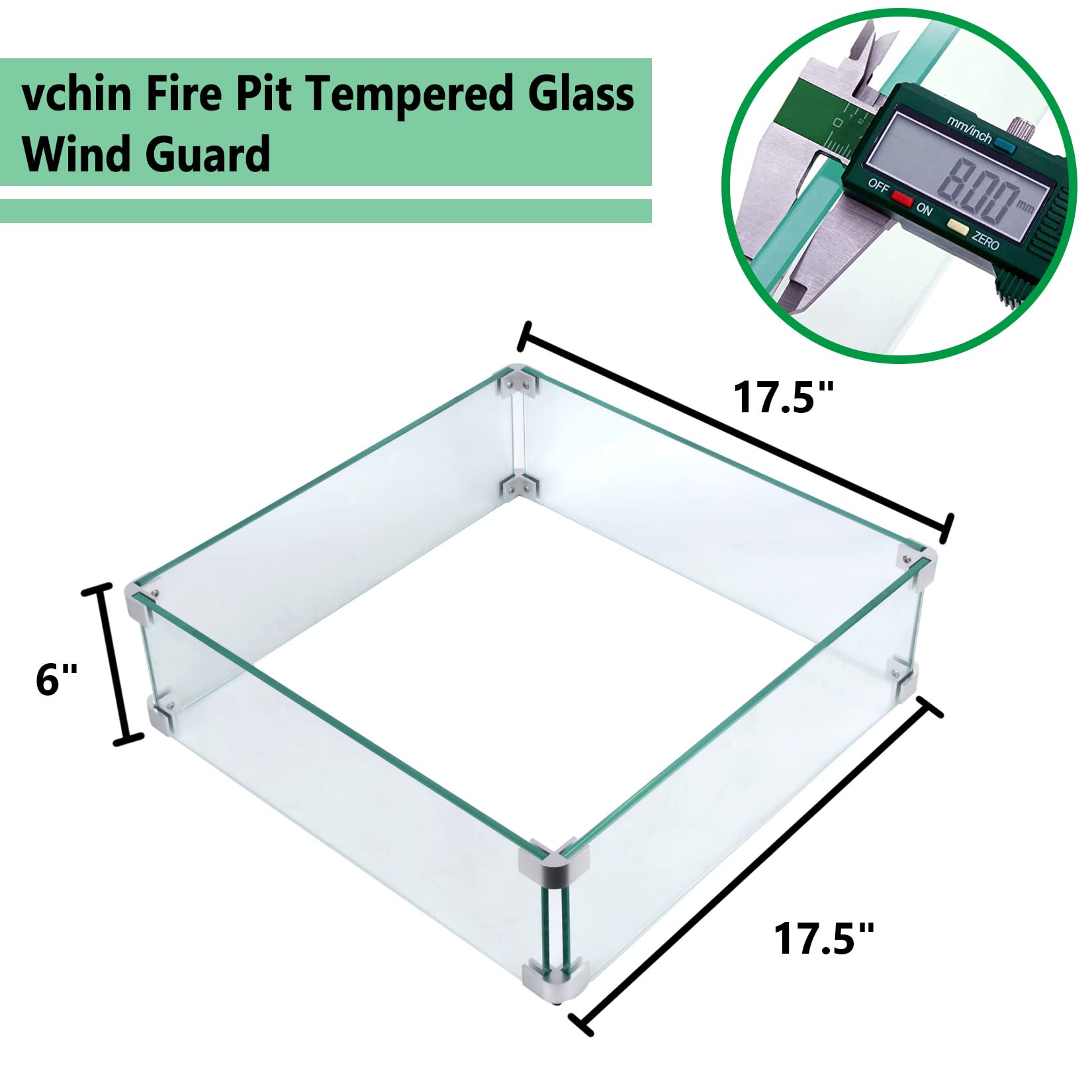 Vchin Wind Guard aluminum brackets reinforce the glass panels for stability.
