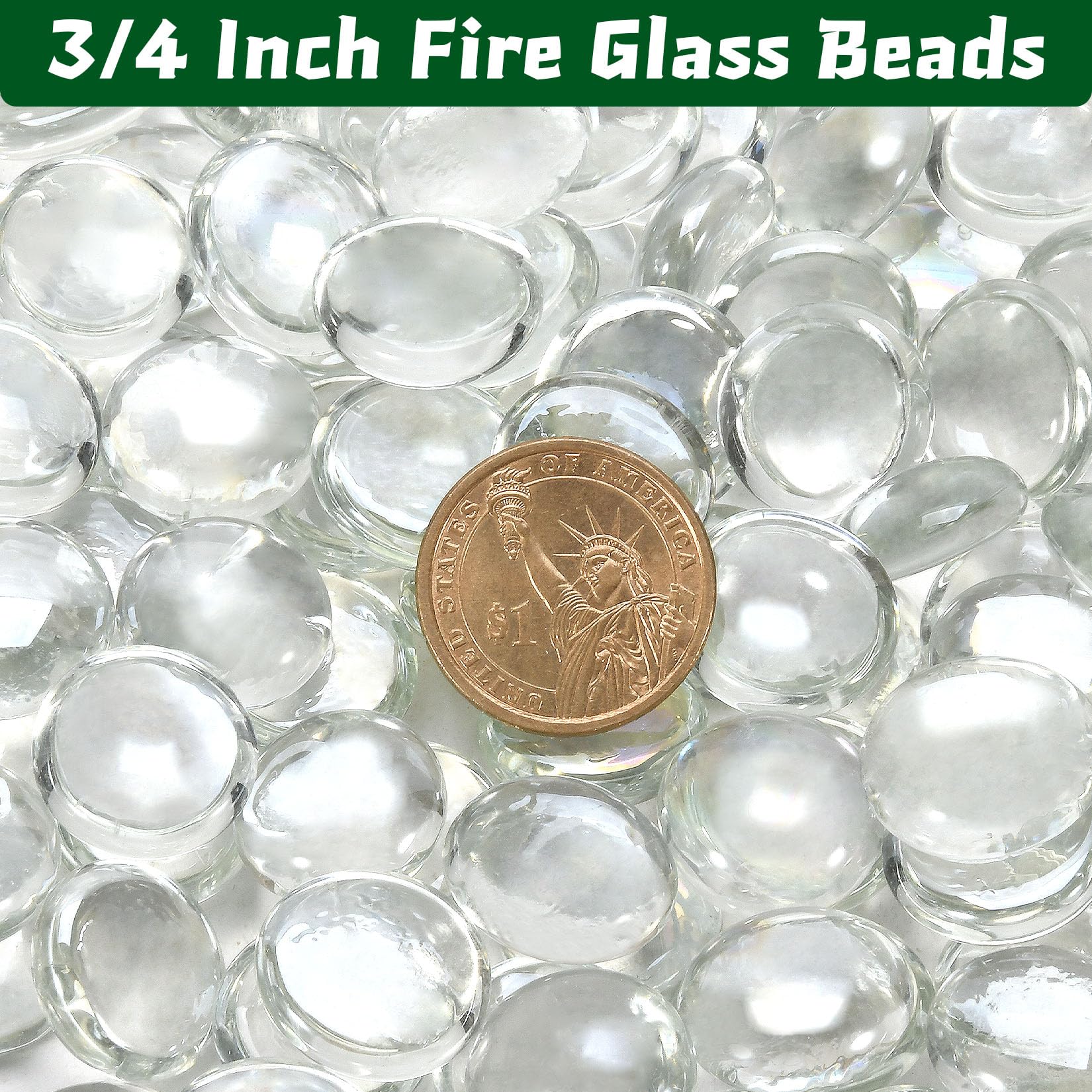 VCHIN 3/4-inch crystal beads for fires create a dazzling flame reflection