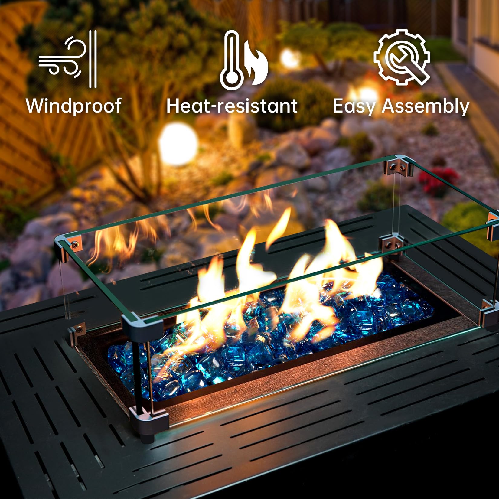 vchin tempered glass design enhances outdoor aesthetics during gatherings.