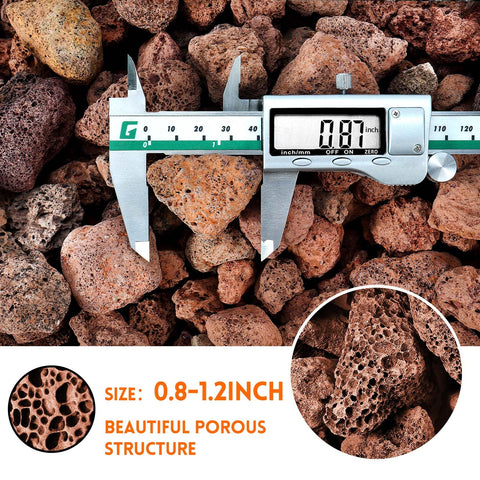 Vchin red lava rocks 0.8–1.2 inch size ensures steady flame flow.