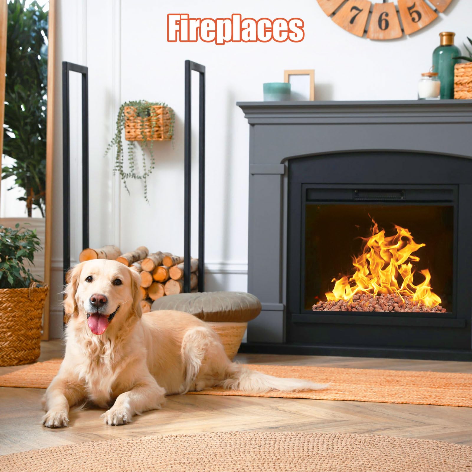 Vchin lava rocks under fire glass offer a striking base layer.