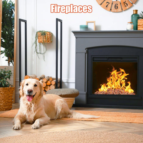 Vchin lava rocks under fire glass offer a striking base layer.