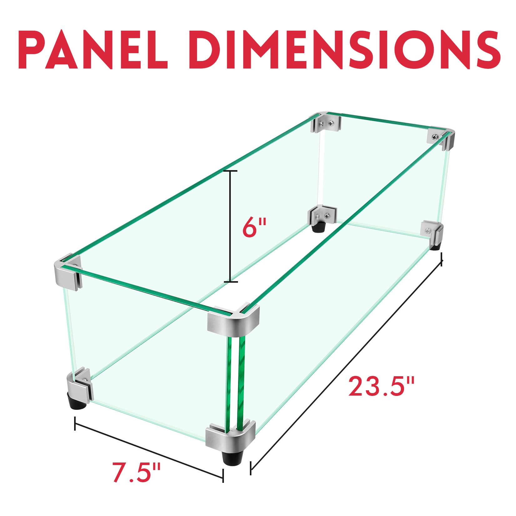 vchin tempered glass wind shield adds elegance while protecting the flame from drafts.