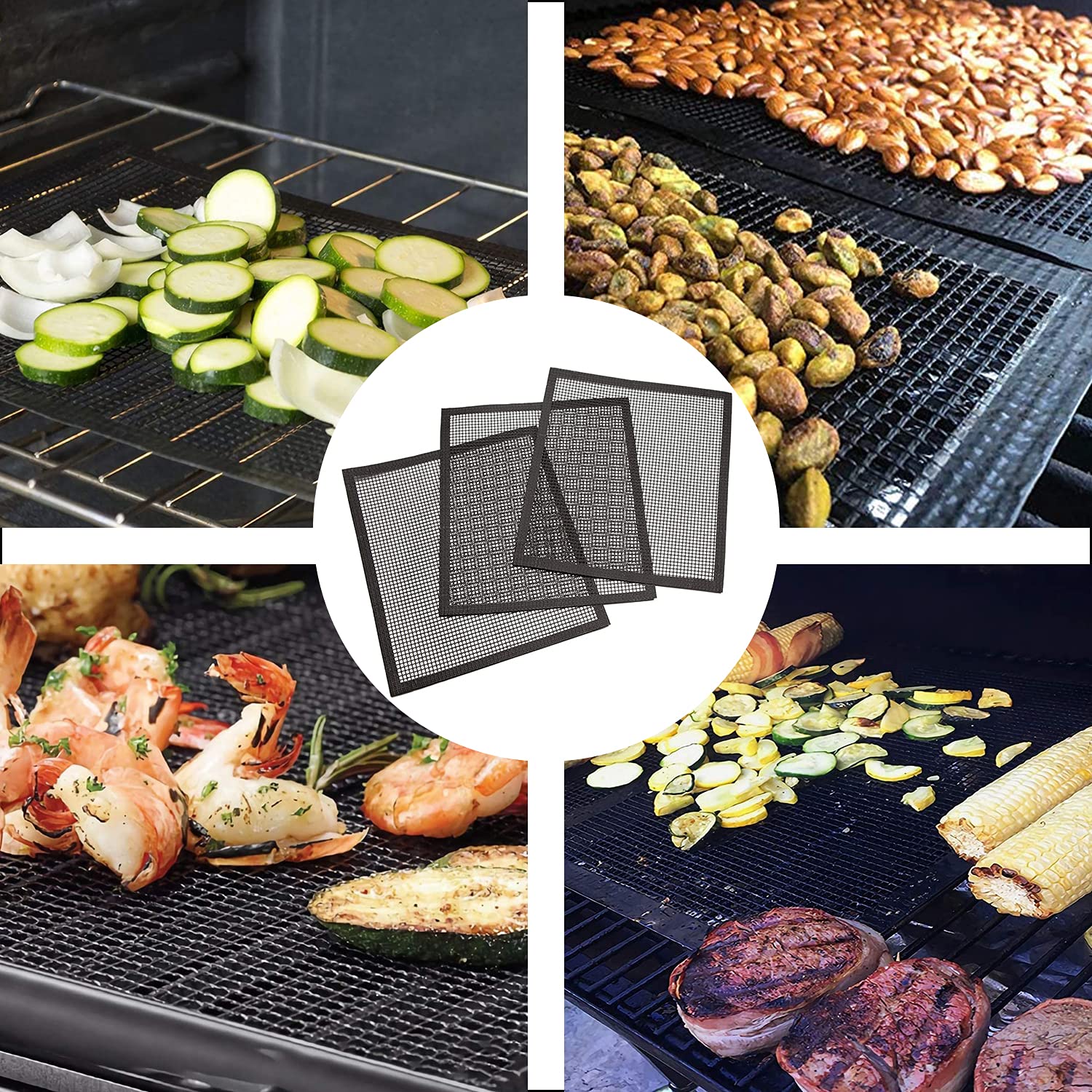 VCHOMY dishwasher-safe grill mats ready for reuse after cleanup.