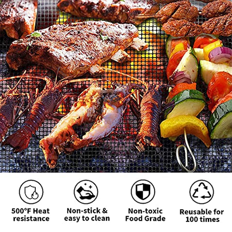 VCHOMY heat-resistant mats withstand up to 500°F for versatile grilling.