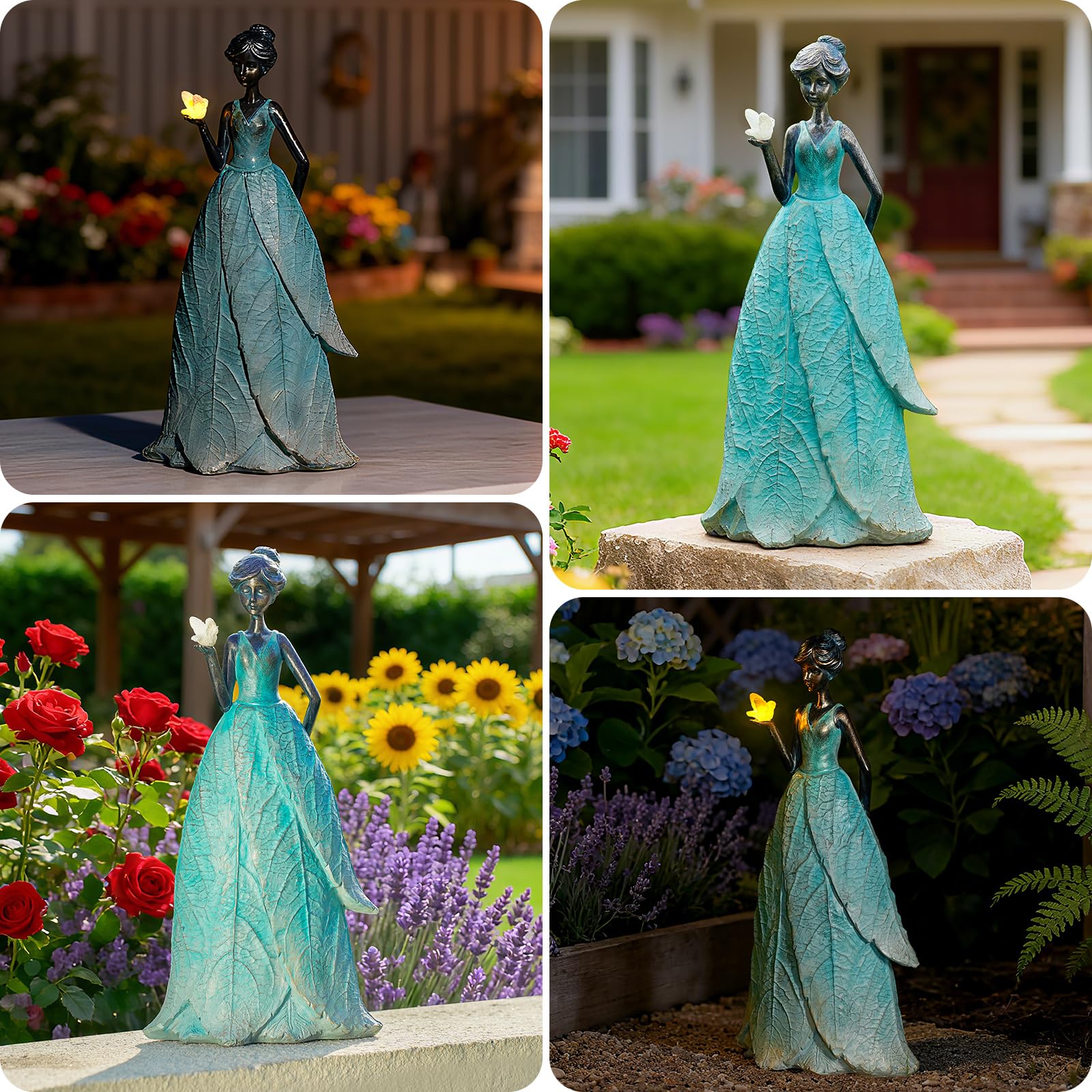 VChymm leaf angel girl 12.9-inch statue adds whimsy to patio and yard.