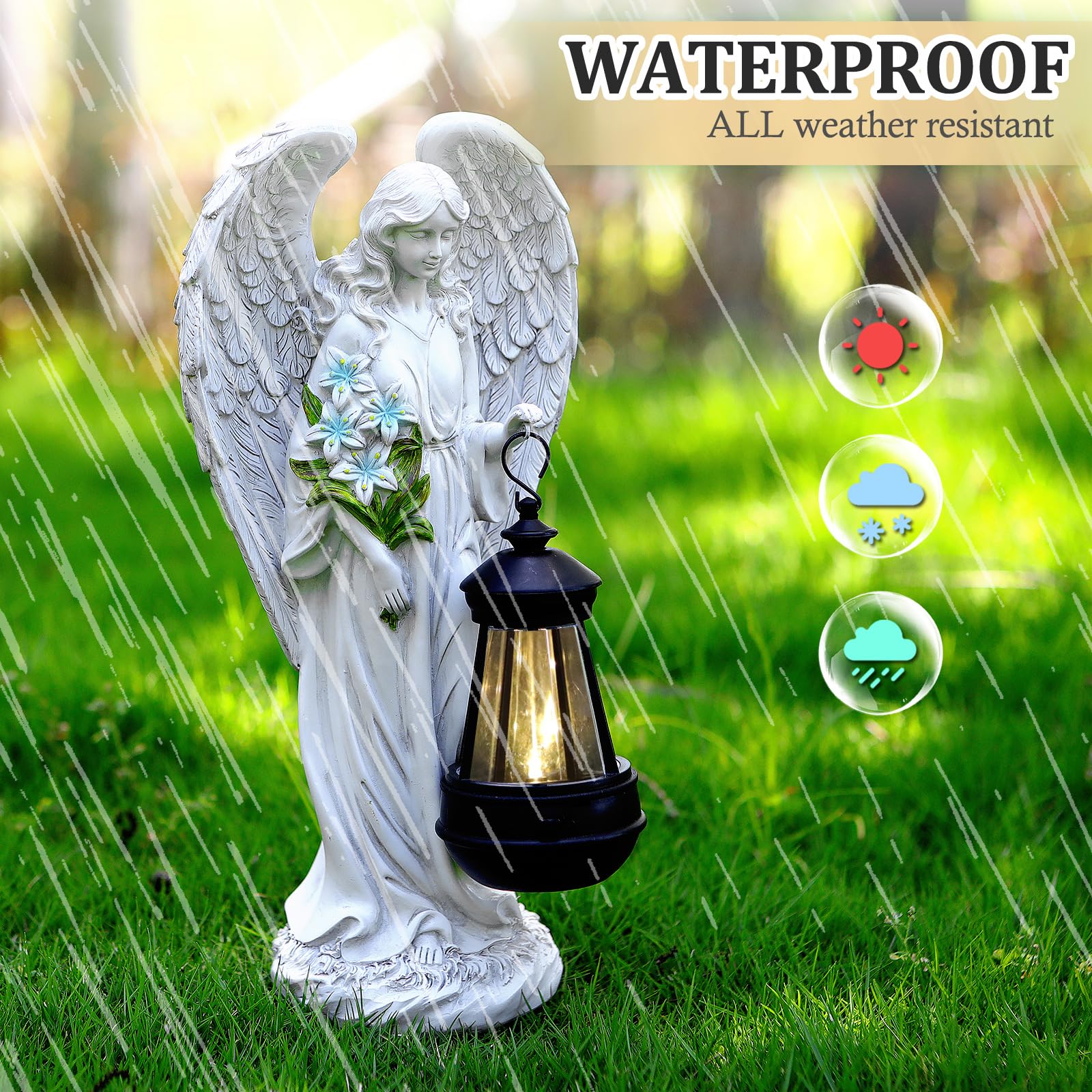 VChymm Solar Angel garden-placement creates an inviting walkway focal point.