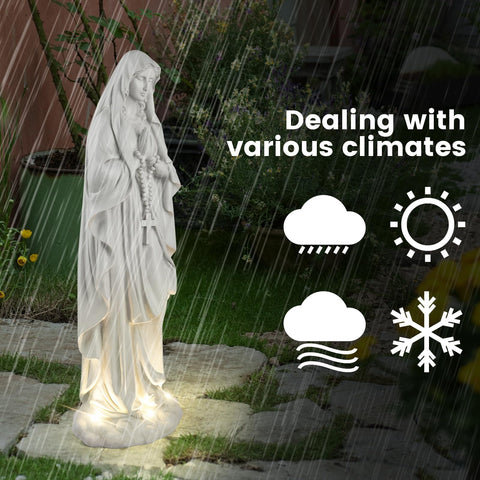 VChymm resin statue with UV-resistant paint withstands weather for year-round display.