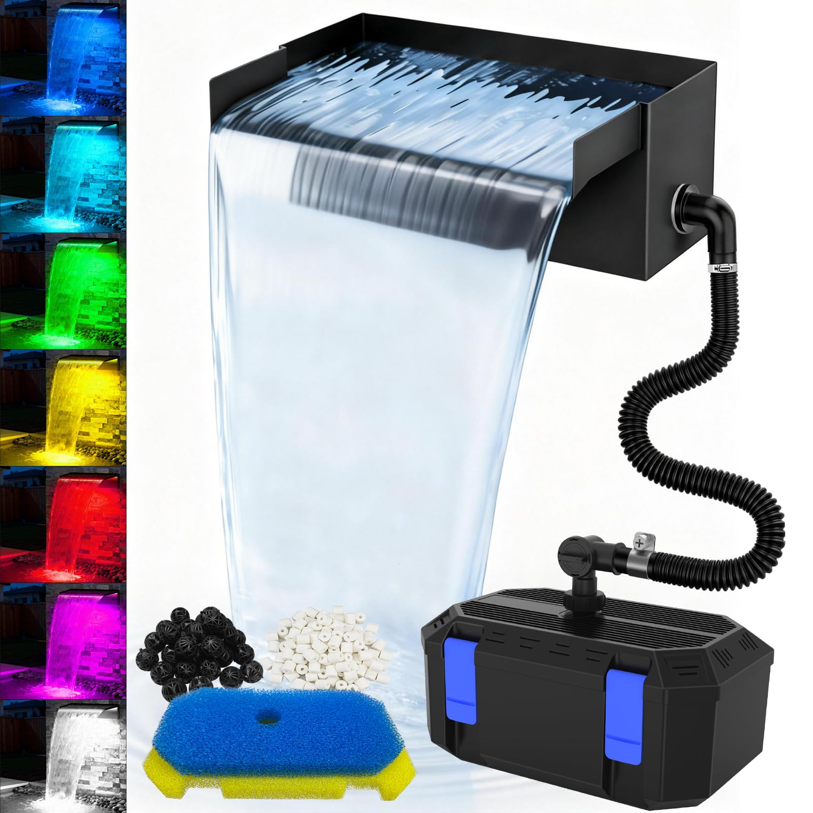 VCRAZE All-in-1 pond waterfall kit pump shows robust 850GPH performance for vibrant water features