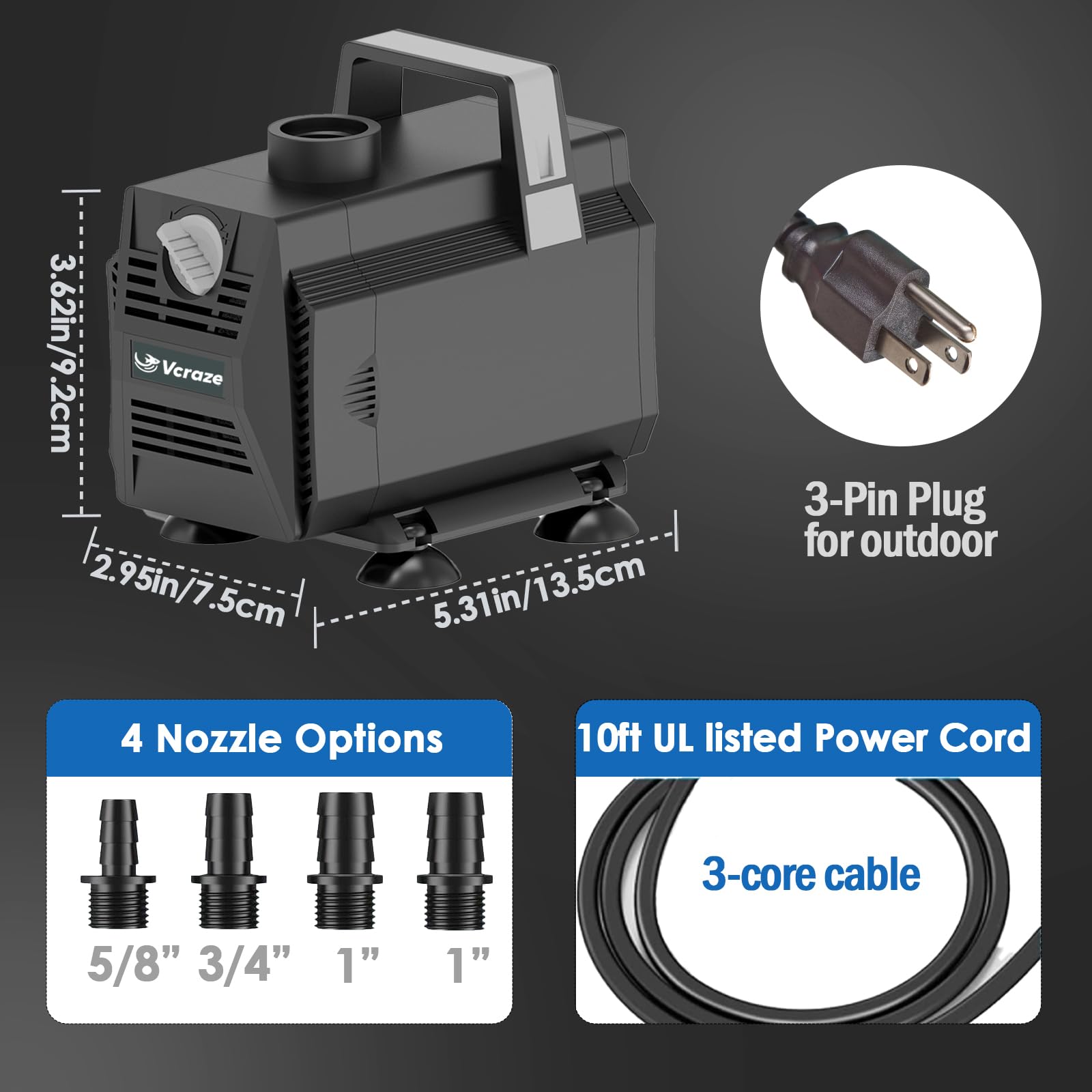 VCRAZE suitable for aquariums, ponds, and waterfalls