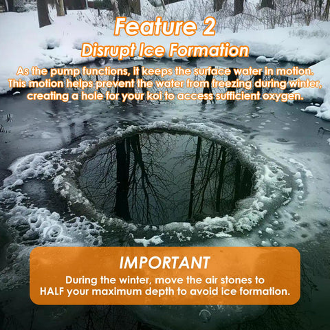 VCRAZE winter use helps prevent ice and aids koi breathing.