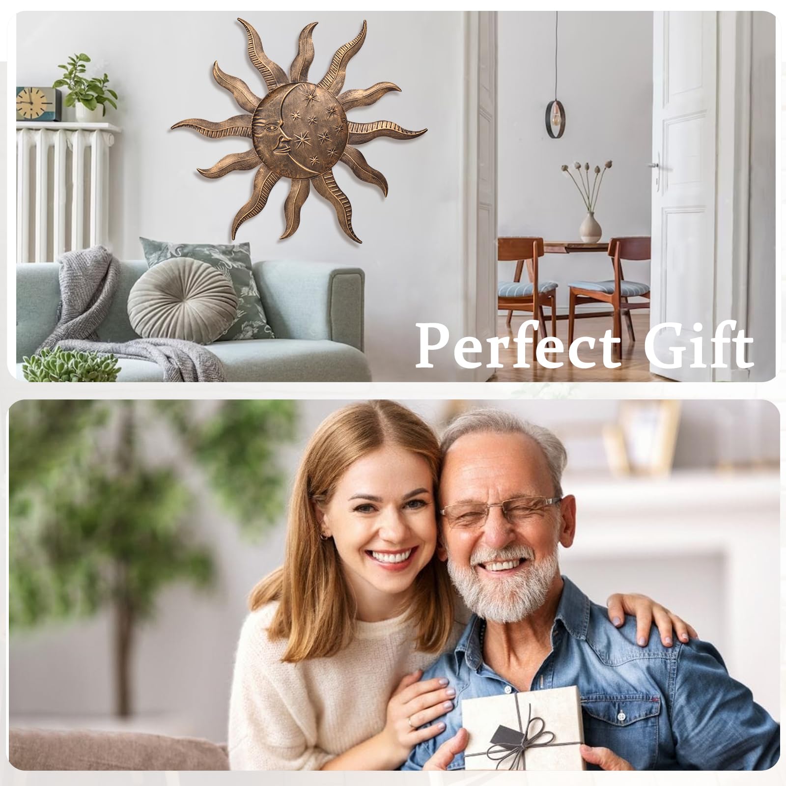 VCUTEKA sun wall art brightens living rooms and garden walls.
