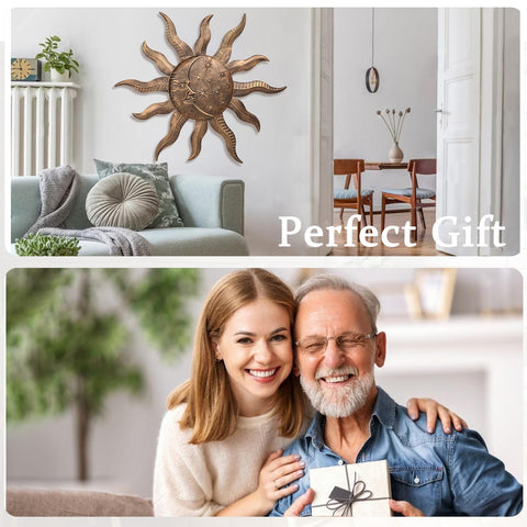 VCUTEKA sun wall art brightens living rooms and garden walls.