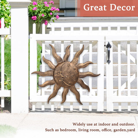 VCUTEKA gold sun decor adds warmth to indoor accents.