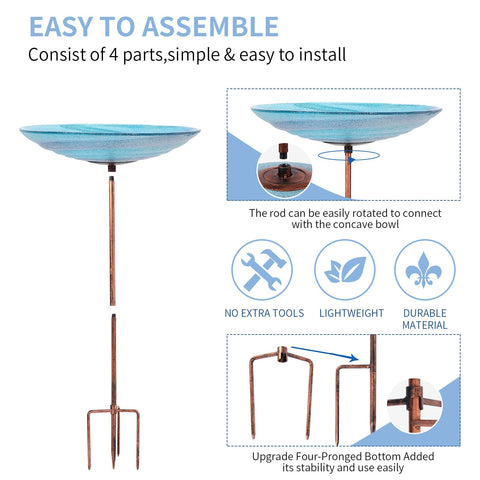 VCUTEKA easy-assembly Bird Bath saves setup time in the yard