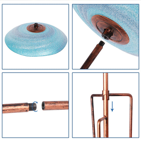 VCUTEKA durable stainless-steel base anchors the birdbath securely outside