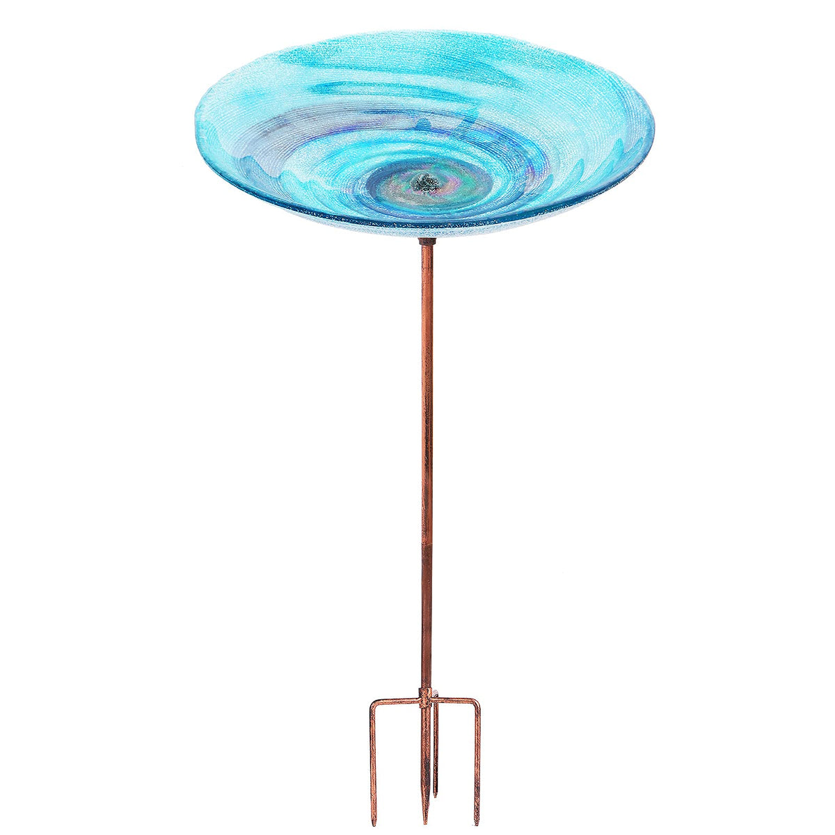 VCUTEKA outdoor birdbath with glass bowl invites birds while brightening the garden