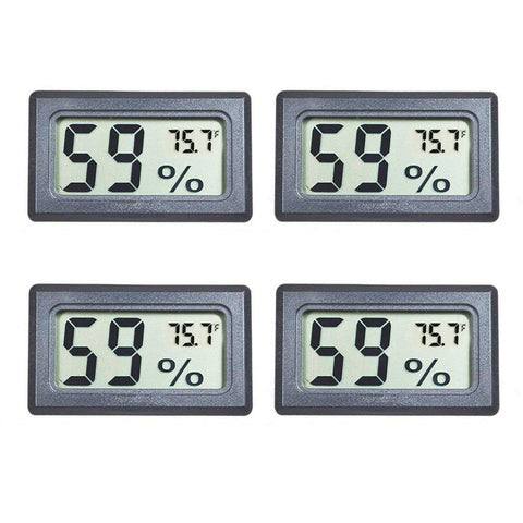 Veanic 4-pack mini digital thermometer hygrometer front view with LCD display