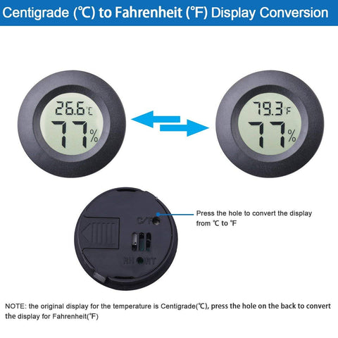 Veanic mini hygrometer round display shows temperature and humidity at a glance for easy monitoring.
