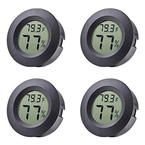 Veanic mini hygrometer round front view with a clear display for quick ambient readings.
