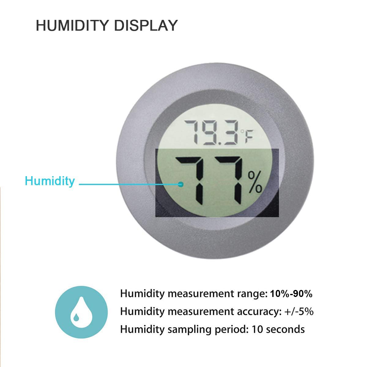Veanic mini round hygrometer provides compact, clear readings.