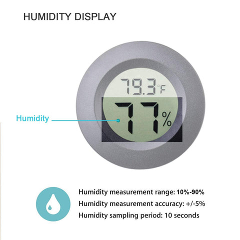 Veanic mini round hygrometer provides compact, clear readings.