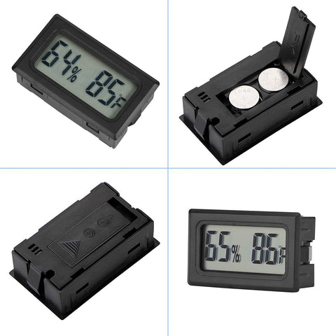 Veanic reptile tank setup using digital thermometer hygrometer for enclosure monitoring