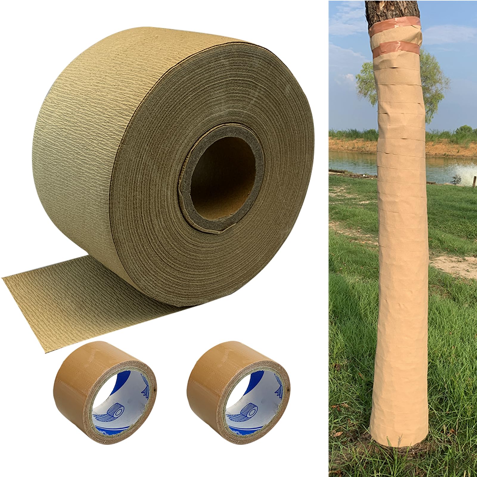 Vecacosic 213inch paper tree wrap roll protecting damaged bark from sun and frost
