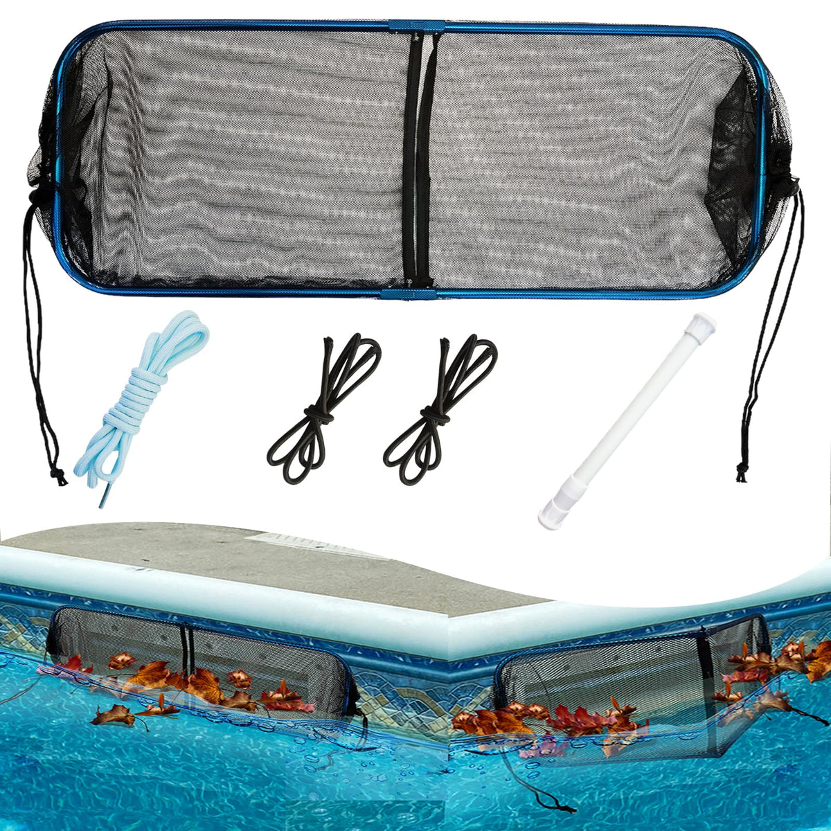 Vecacosic pool skimmer guard with anti-rust frame protecting the pump area.