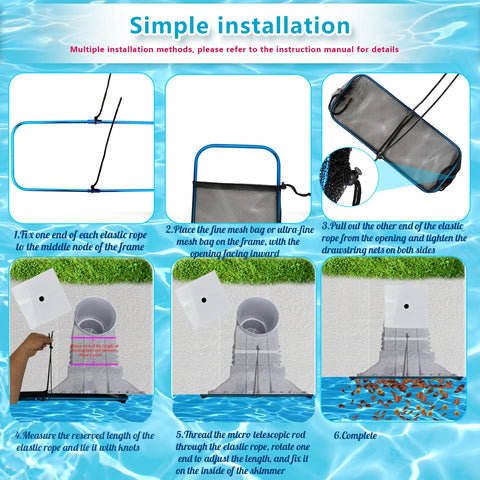 Vecacosic skimmer guard with elastic rope for secure placement.